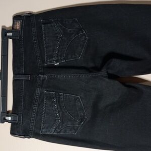 Levi's Women's 505 Straight Leg Black Denim Jeans With Silver Stitching